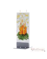 Elegant flat candle "advent wreath" with 2 wicks and holder, handmade, non-drip