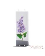 Elegant flat candle "lilac" with 2 wicks and holder, handmade, non-drip