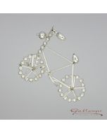 Bicycle made of glass beads, 10 cm, silver