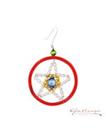 Star in a ring made of glass beads, 6 cm, silver-colourful