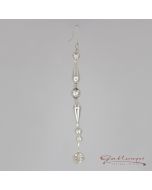 Drop of glass beads with an element of glass stones, 12 cm, silver
