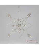Stern aus Glasperlen mit Elementen aus Glassteinen, 13 cm, silber