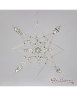 Star made of glass beads with elements of glass stones, 13 cm, silver