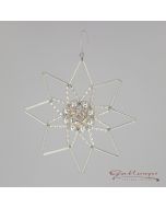 Stern aus Glasperlen mit Elementen aus Glassteinen, 10 cm, silber