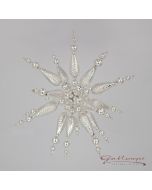 Great star made of glass beads, 3-dimensional, 20 cm, silver