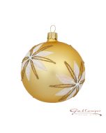 Christmas Ball made of glass, 8 cm, gold with white flowers