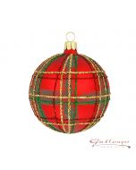 Christmas Ball, 8 cm, red with checked pattern