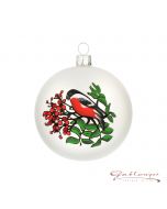 Christmas Ball, 8 cm, white with a bird