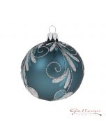 Christmas Ball, 8 cm, blue-grey with silver