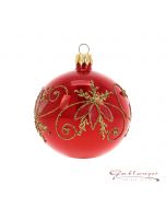 Christmas Ball, 8 cm, opal red with golden glitter