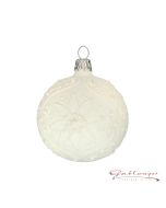 Christmas Ball made of glass, 7 cm, white, floral pattern