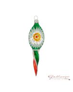 Zapfen aus Glas, Gedrehter Zapfen mit Stich, 13 cm, grün