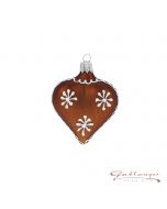 Gingerbread heart made of glass, 6 cm, brown