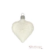 Herz aus Glas, 5,5 cm, weiß, florales Muster