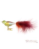 Vogel aus Glas, 16 cm, bunt mit rotem Federschwänzchen