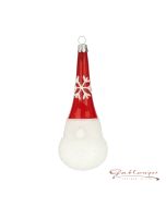 Glass figure, Christmas elf with a red hat, 12 cm, white-red