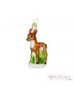 Glass figurine, fawn "Bambi", 8 cm, brown-green