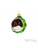 Glass figurine, Chestnut, 5 cm, green-brown