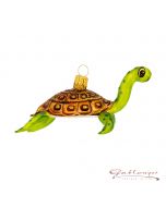 Glass figurine, Turtle, 10 cm, green