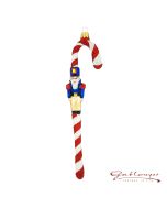 Glass figurine, Nutcracker on Candy Cane,  21 cm, red-white