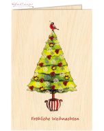 Wooden greeting card "Fröhliche Weihnachten"