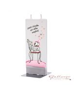 Elegant flat candle "Mit Liebe ist alles möglich" with 2 wicks and holder, handmade, non-drip