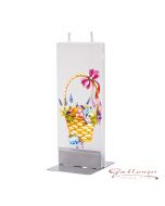 Elegant flat candle "Easter Basket" with 2 wicks and holder, handmade, non-drip