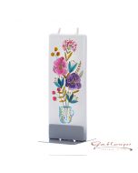 Elegant flat candle "tulips" with 2 wicks and holder, handmade, non-drip