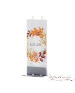 Elegant flat candle "colourful christmas tree ball" with 2 wicks and holder, handmade, non-drip