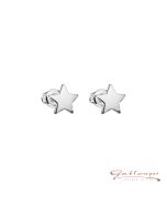 Earrings, Star, 8 mm, silver