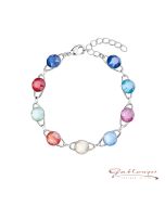 Bracelet with Swarovski®-crystals, 8 mm, colorful, silver