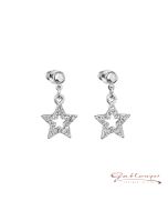 Earrings, Star with Swarovski®-crystals, crystal, silver