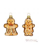 Set, consisting of two gingerbread figures made of glass