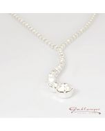 Necklace, rhinestones with pendant, silver