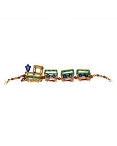 Zug aus Glasperlen, 35 cm, bunt mit drei Waggons