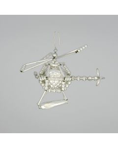 Hubschrauber aus Glaspereln, 9 cm, silber