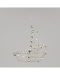 Segelboot aus Glasperlen, 8 cm, silber, handgefertigt