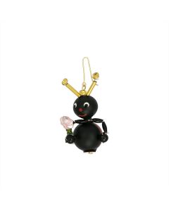 Glasperlen Figur Marienkäfer mit Blume handgefertigt schwarz 5 cm nostalgisches Motiv Gablonzer Osterschmuck