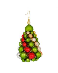 Weihnachtsbaum aus Glasperlen, 12 cm, rot-grün-gold