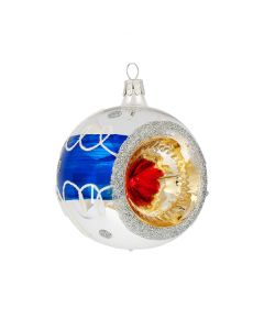 Christbaumkugel aus Glas, 8 cm, im bunten Retro-Design