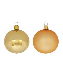 Christmas Ball set with 12 pieces, gold glossy and matt made of glass