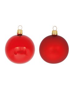Christbaumkugel-Set mit 12 Stk., rot glänzend und matt aus Glas