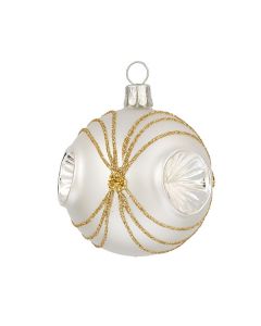 Christbaumkugel aus Glas, 6 cm, weiß mit silbernem Stich