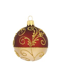 Christbaumkugel aus Glas, 6 cm, weinrot-gold