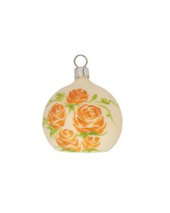 Glaskugel für den Tisch, 6 cm, creme mit Blumen bemalt