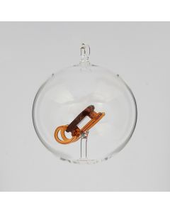 Glaskugel, 8 cm, transparent mit braunem Schlitten