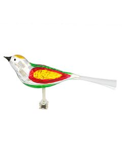 Vogel aus Glas, 15 cm, silber-bunt im Retro-Design