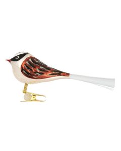 Vogel aus Glas, 12 cm, braun mit Fiberglasschwanz