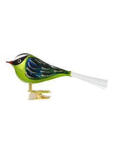Glass figure, bird, 12 cm, green-blue