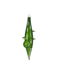 Glass figurine, crocodile, 14 cm, green, black, white